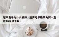 超声电子为什么涨停（超声电子股票为何一直在16元以下呢）